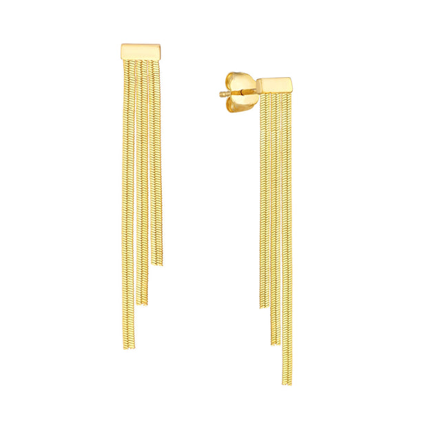 14k Yellow Gold Triple Snake Chain Earrings