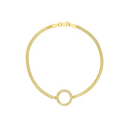 14k Yellow Gold Diamond Circle Snake Bracelet