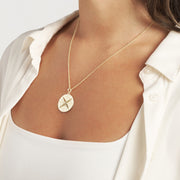 14k Yellow Gold Compass Pendant