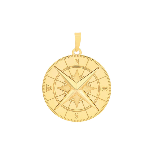 14k Yellow Gold Compass Pendant