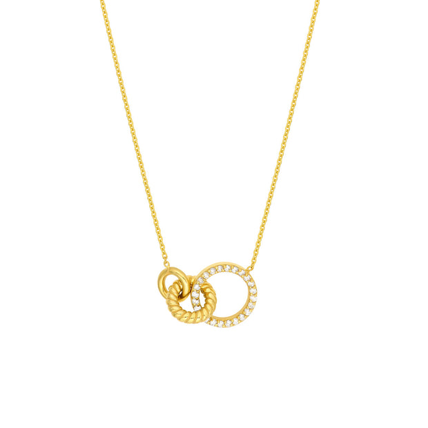 14k Yellow Gold Triple Ring Necklace