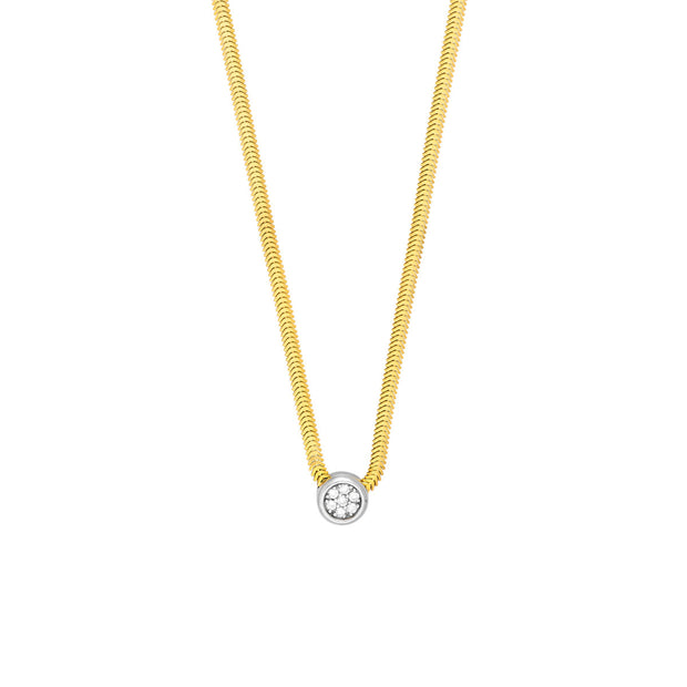 14k Two Tone Diamond Pendant Snake Necklace