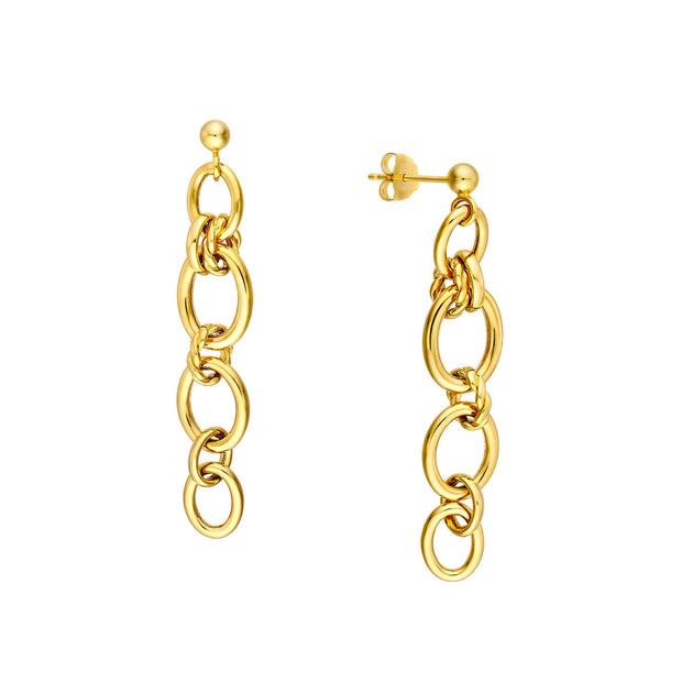 14k Yellow Gold Oval Link Earrings