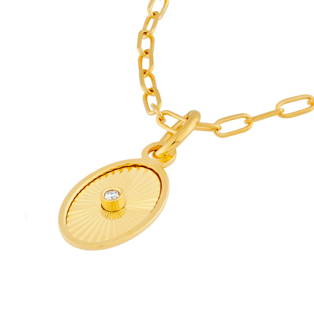 14k Yellow Gold Fluted Oval Charm