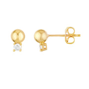 14k Yellow Gold Ball Stud with Diamond Accent