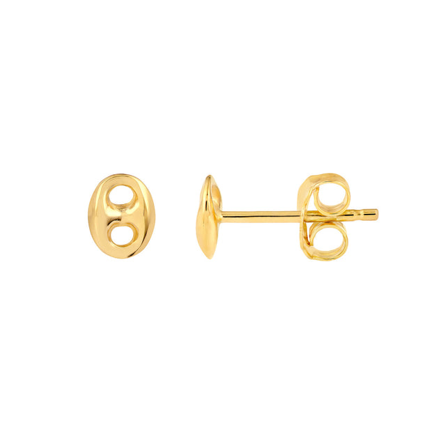 14k Yellow Gold Mariner Link Stud Earrings