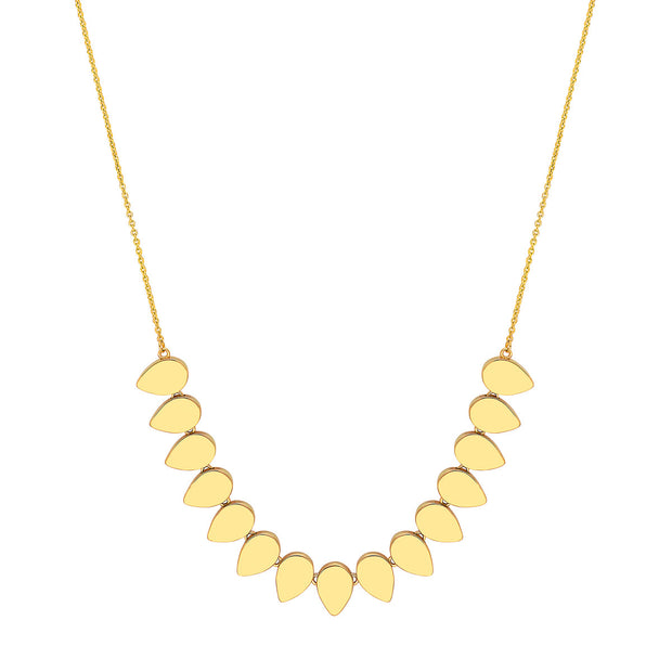 14k Yellow Gold Flat Teardrop Necklace