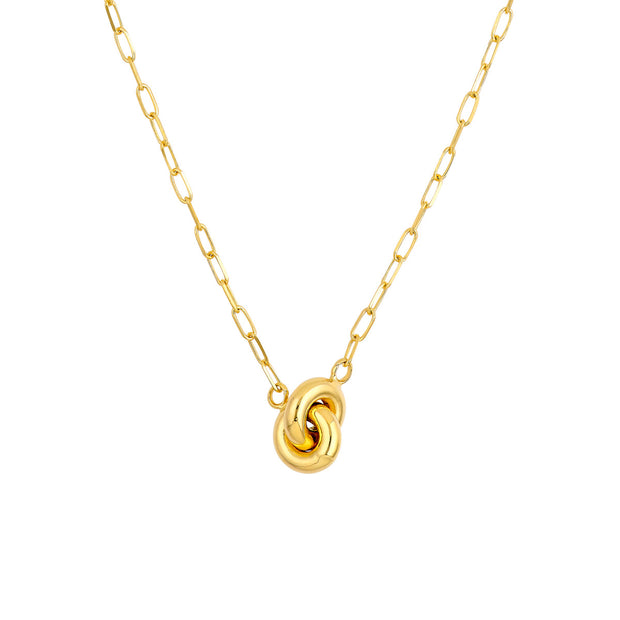 14k Yellow Gold Knot Paperclip Necklace