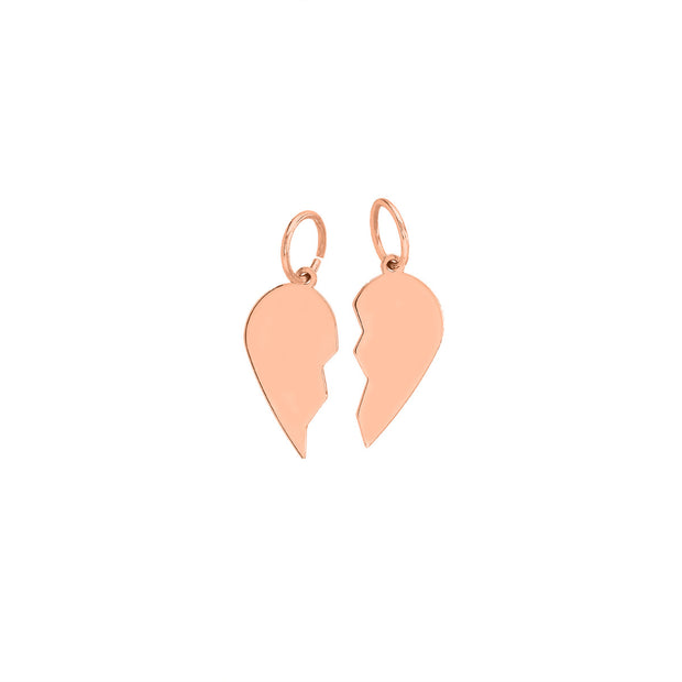 14k Yellow Gold Shared Heart Charms