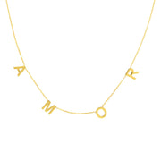 14k Yellow Gold Station Letter Necklace