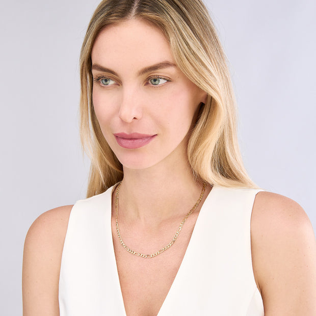 14k Yellow Gold Figaro Link Necklace 3.9mm