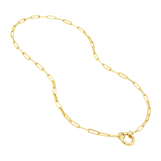 14k Yellow Gold Open Paperclip Link Necklace