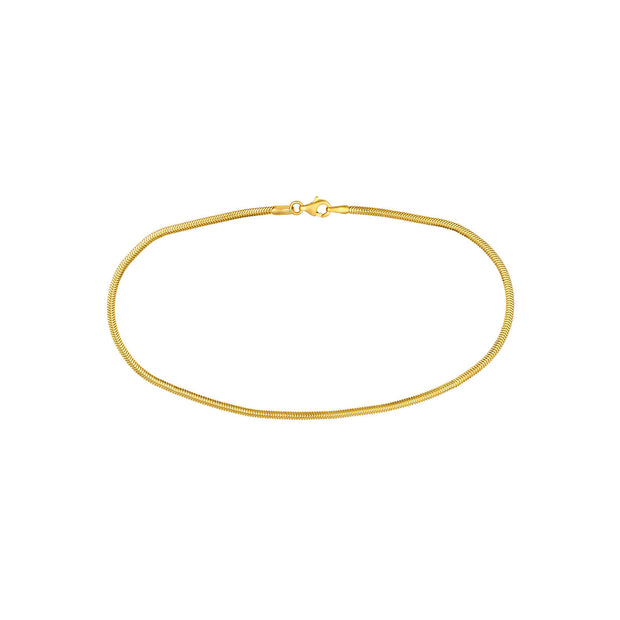 14k Yellow Gold Hollow Snake Chain Anklet