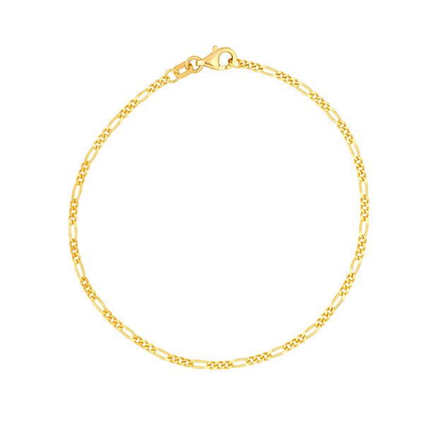 14k Yellow Gold Figaro Chain Bracelet 1.9mm