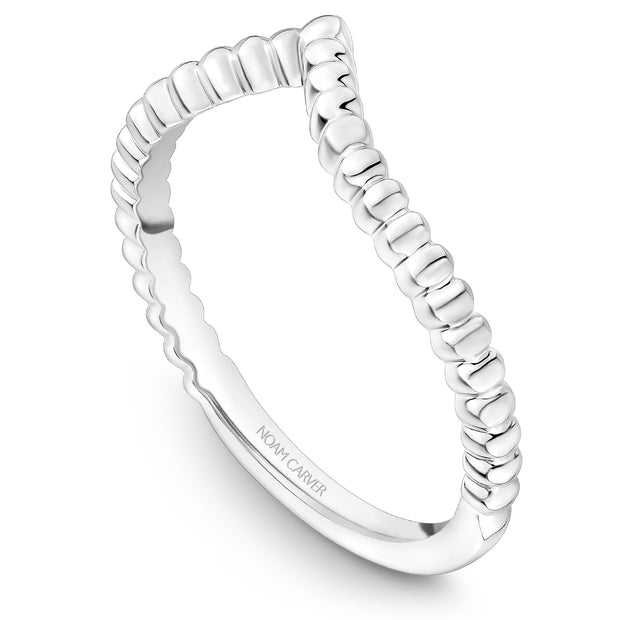 Noam Carver V Shaped Beaded Wedding Band - STA4-2W