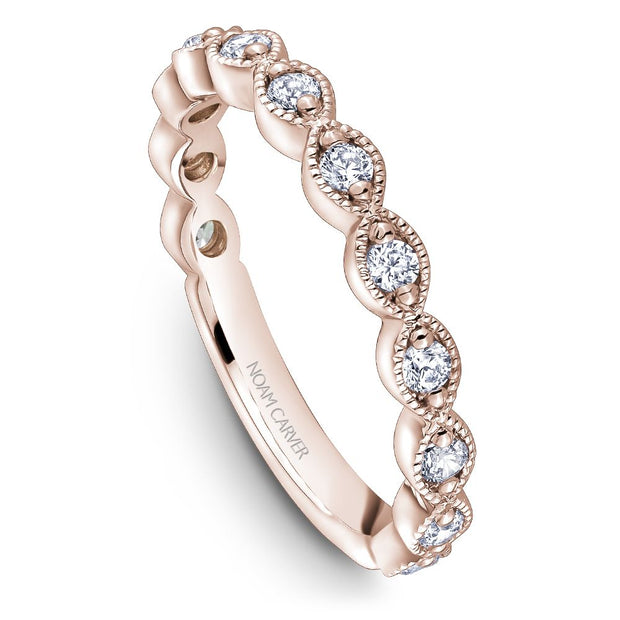 Noam Carver Two Prong Set Round Cut Diamonds with Milgrain Border 3/4 Eternity Band - STA51-1W