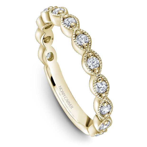 Noam Carver Two Prong Set Round Cut Diamonds with Milgrain Border 3/4 Eternity Band - STA51-1W