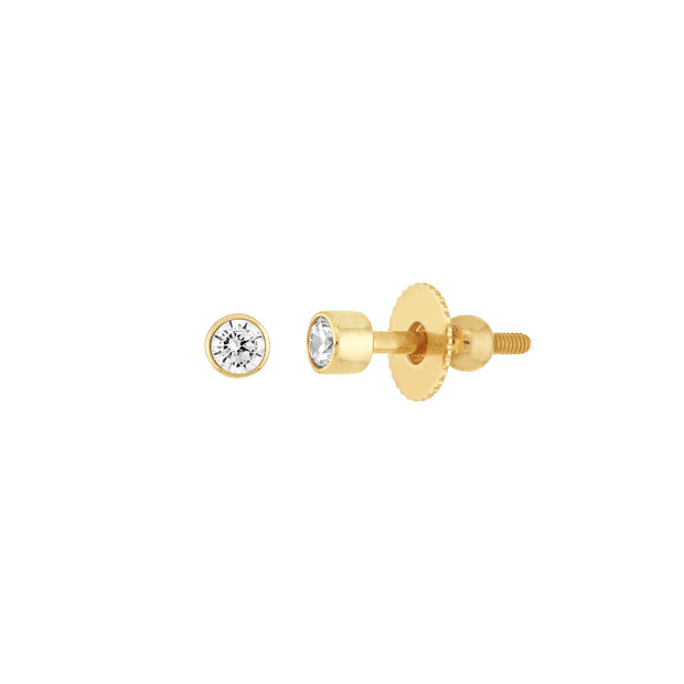 14k Yellow Gold Bezel Set CZ Stud Earrings