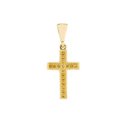 14k Yellow Gold Mini Diamond Cross Pendant, 0.10TCW