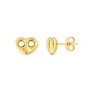 14k Yellow Gold Puff Mariner Stud Earrings