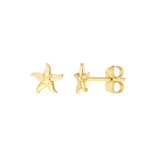 14k Yellow Gold Starfish Stud Earrings