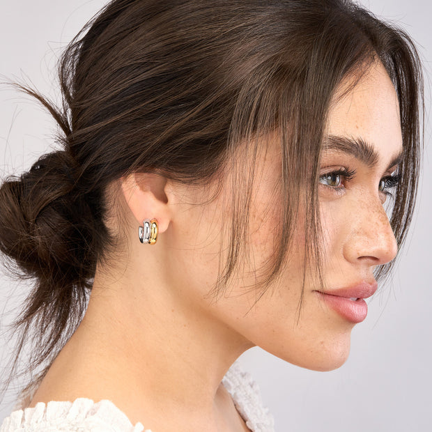 14k Gold Two Tone Open Hoop Earrings