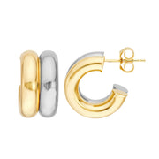 14k Gold Two Tone Open Hoop Earrings