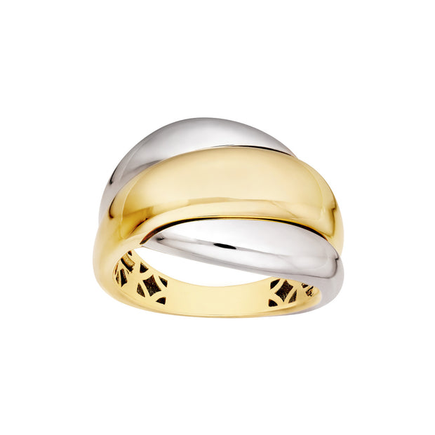 14k Two Tone Rolling Twist Ring