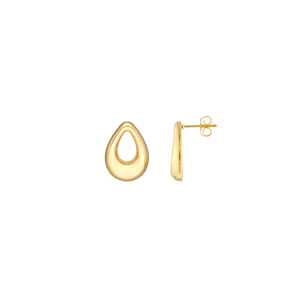 14k Yellow Gold Open Teardrop Studs