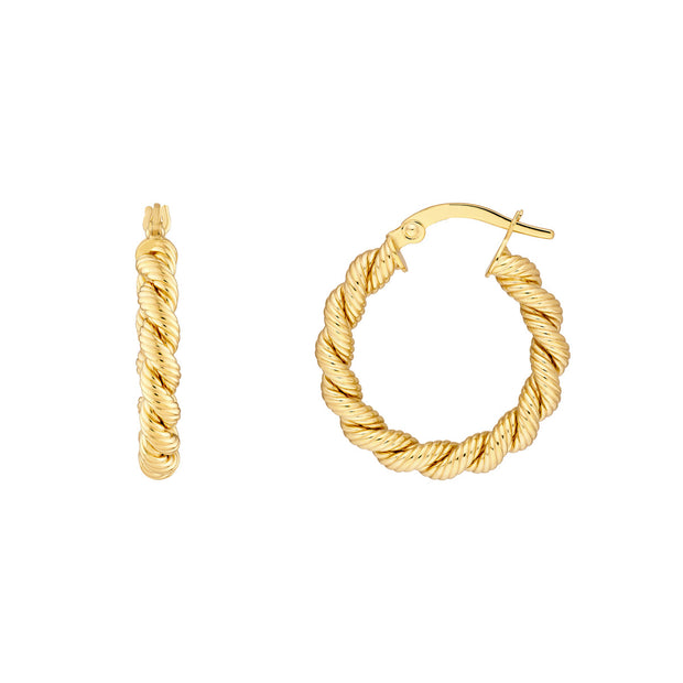 14k Yellow Gold Twisted Rope Hoop Earrings