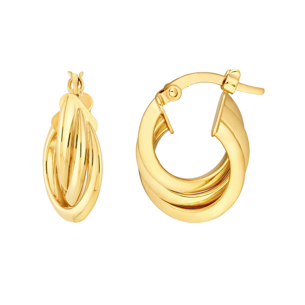 14k Triple Round Hoop Earrings