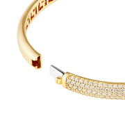 14k Yellow Gold Half Diamond Pave Bangle