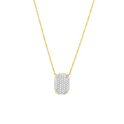 14k Two Tone Diamond Pave Rectangle Pendant Necklace