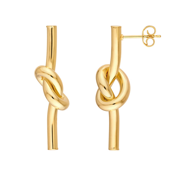 14k Yellow Gold Love Knot Drop Earrings