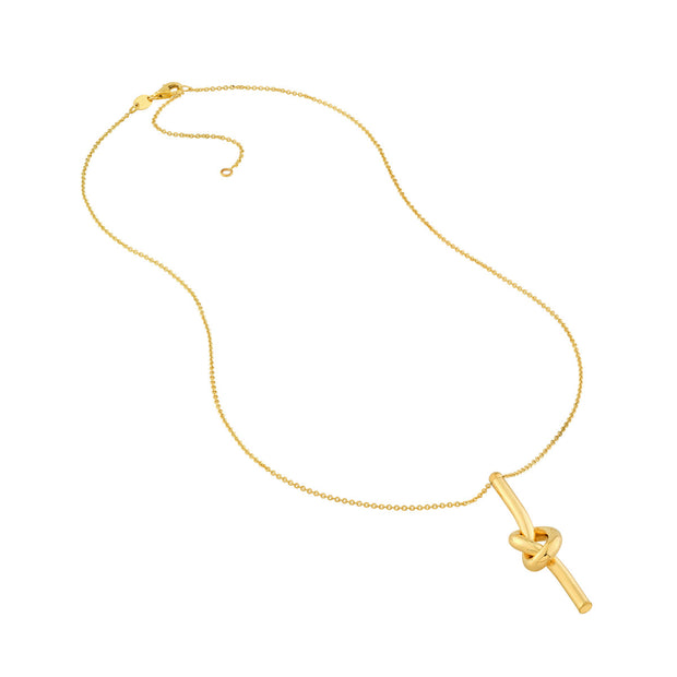 14k Yellow Gold Love Knot Pendant Necklace