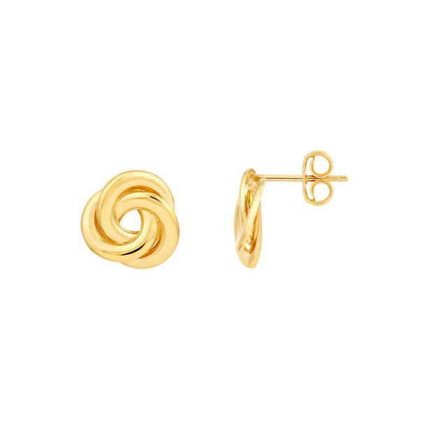 14k Yellow Gold Love Knot Stud Earrings