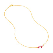 14k Yellow Gold Ruby and Sapphire Blossom Necklace