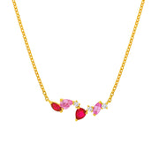 14k Yellow Gold Ruby and Sapphire Blossom Necklace