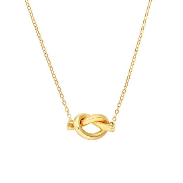 14k Yellow Gold East-West Love Knot Necklace