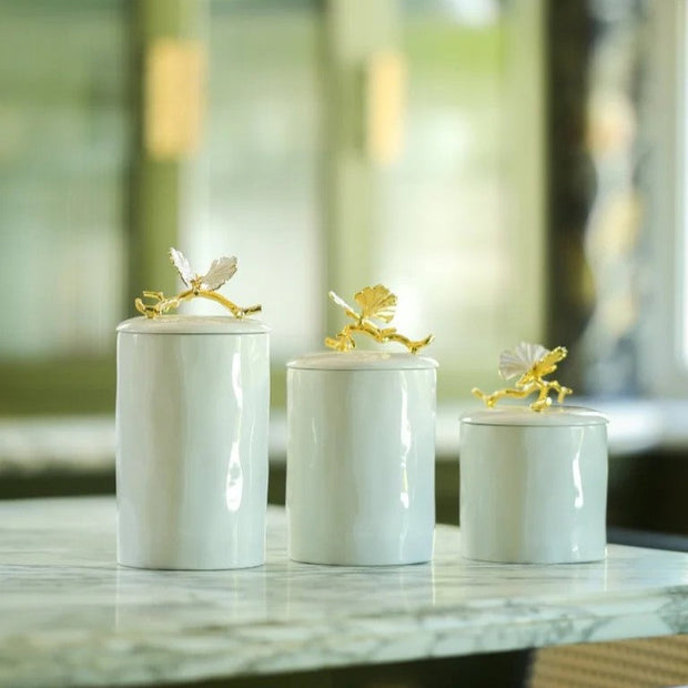 Michael Aram X-Small Butterfly Ginkgo Gold Porcelain Canister - 174527