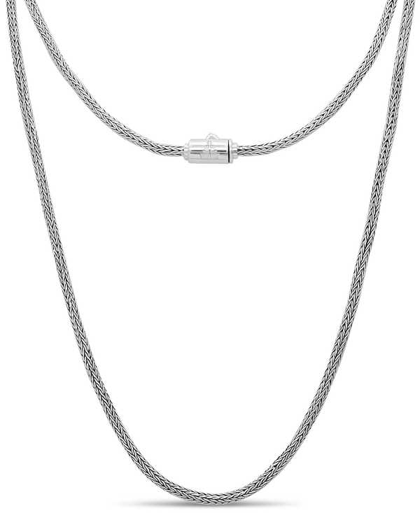 Sterling Silver Round Foxtail Chain Necklace - 2.5mm