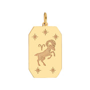 14k Yellow Gold Zodiac Engraved Pendant