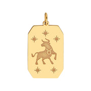 14k Yellow Gold Zodiac Engraved Pendant