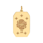 14k Yellow Gold Zodiac Engraved Pendant