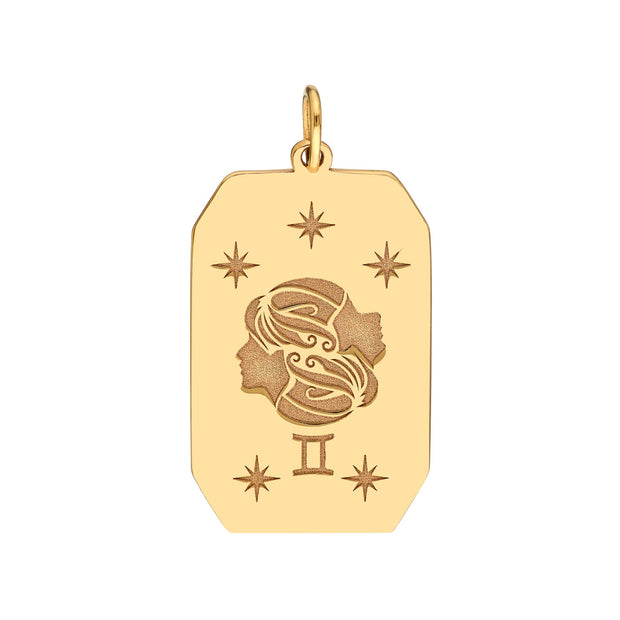 14k Yellow Gold Zodiac Engraved Pendant