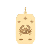 14k Yellow Gold Zodiac Engraved Pendant