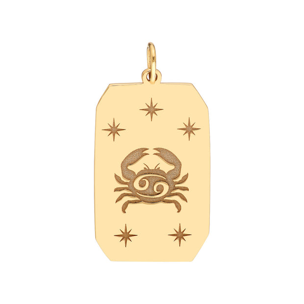 14k Yellow Gold Zodiac Engraved Pendant