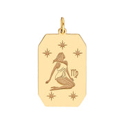 14k Yellow Gold Zodiac Engraved Pendant