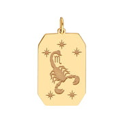 14k Yellow Gold Zodiac Engraved Pendant