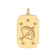 14k Yellow Gold Zodiac Engraved Pendant